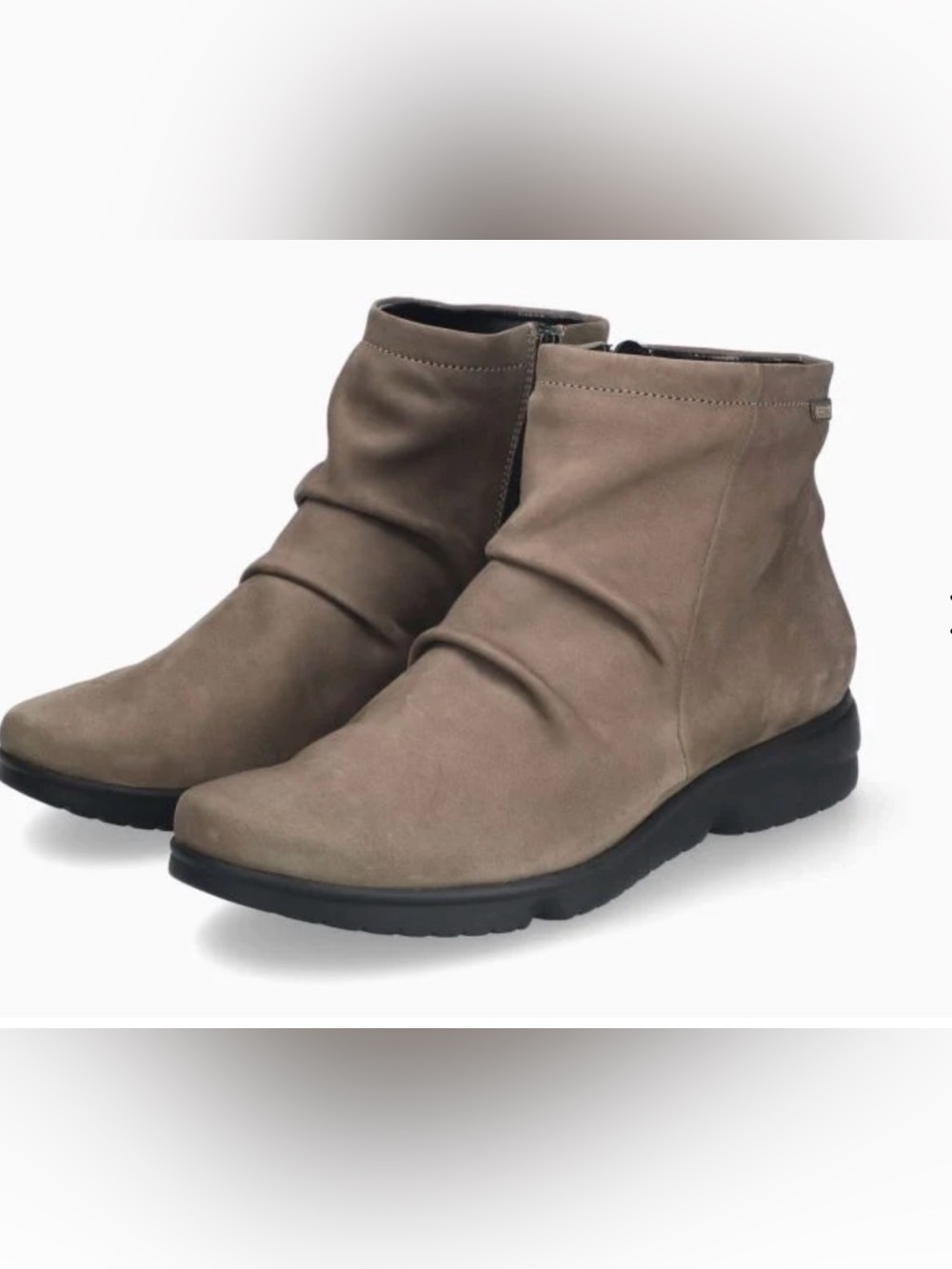 Mephisto Reiza Walnut Brown Suede Zip Ankle Boots